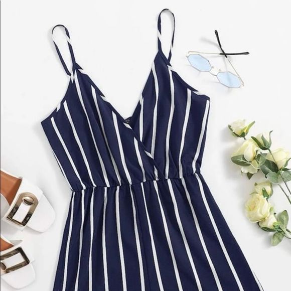 Source Unknown Pants - NEW Women's Striped Romper / Navy & White